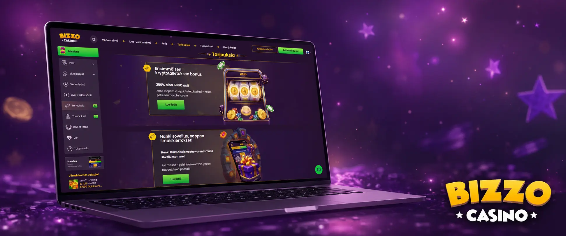 Livepelien aloittaminen Bizzo Casinolla
