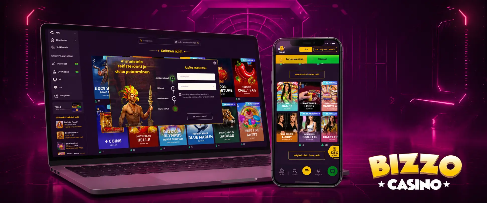 Bizzo Casino -tilin luominen ja käyttäminen